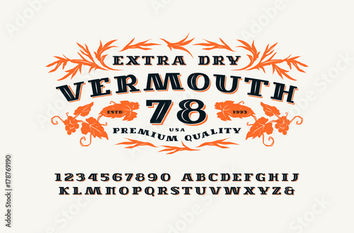Ornate serif font in retro style