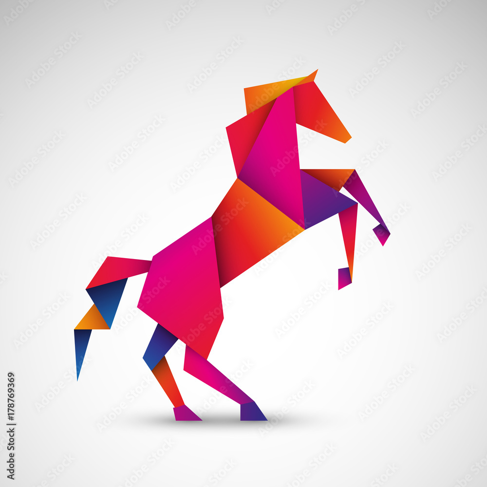 koń origami wektor - obrazy, fototapety, plakaty 