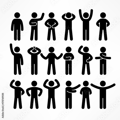 Collection of stick figures with different poses, human icon