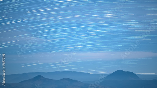 Distant Oregon Hills in the Desert Night Sky Star Trails Over Oregon