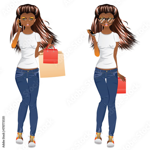 Afro American Shopping Girl