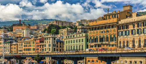 Genoa old city view from the seaside