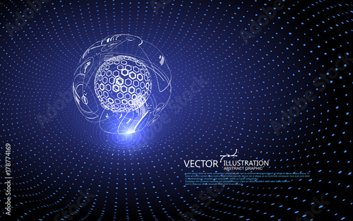 The curve forms a three-dimensional swirl shape, gravitational wave concept, technology background design.