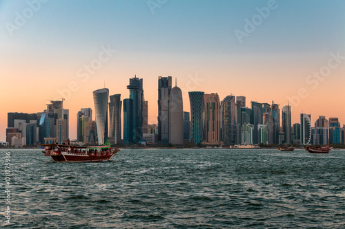 Doha Skyscrapers and Dusk
