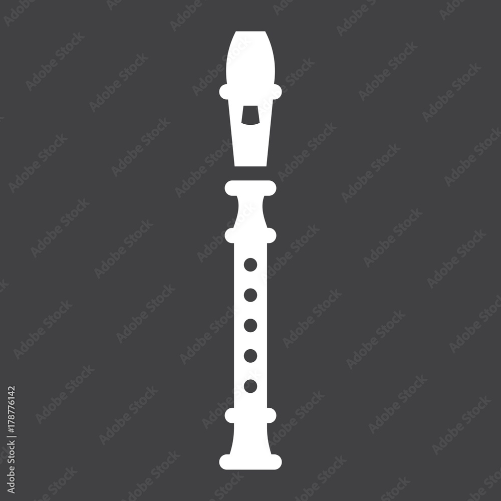 Fototapeta premium Wood flute glyph icon, music and instrument, sound sign vector graphics, a solid pattern on a black background, eps 10.
