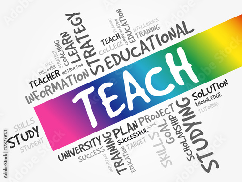 TEACH word cloud collage, education concept background