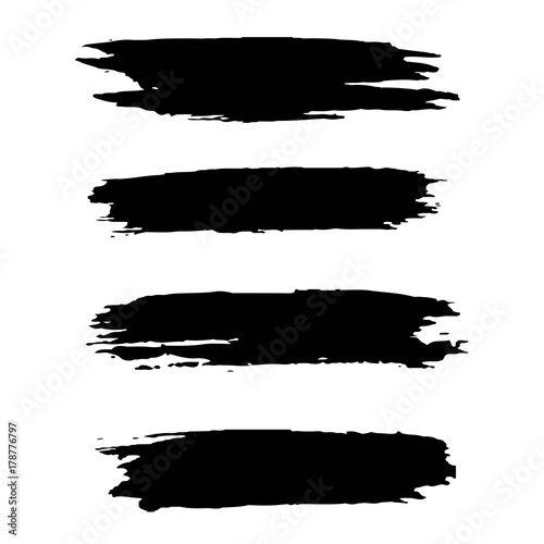 water color and acrylics set stroke brush in black color illustration