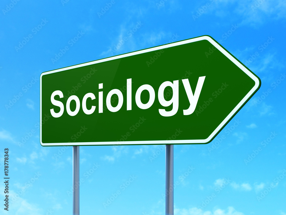 Education concept: Sociology on green road highway sign, clear blue sky background, 3D rendering Education concept: Sociology on green road highway sign, clear blue sky background, 3D rendering