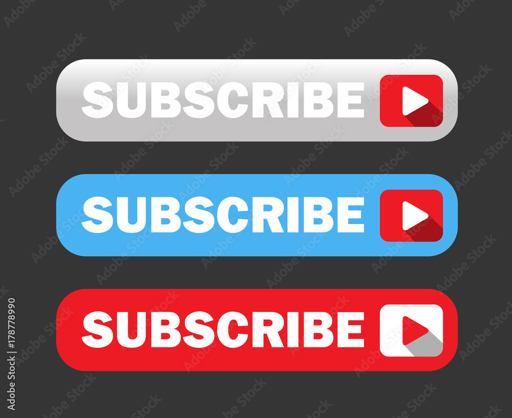 Three Various Subscribe Buttons Vector