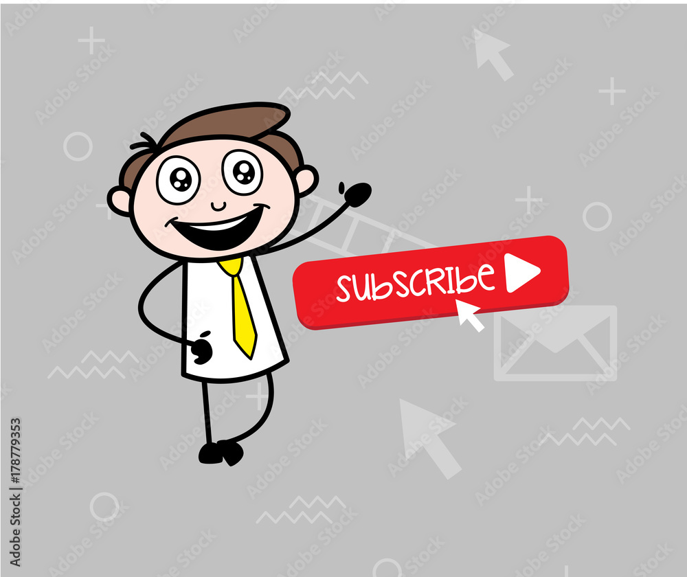 Happy Businessman Showing Subscribe Button Vector