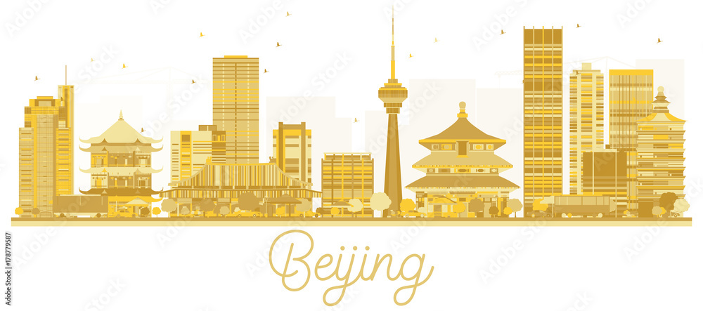 Beijing City skyline golden silhouette.