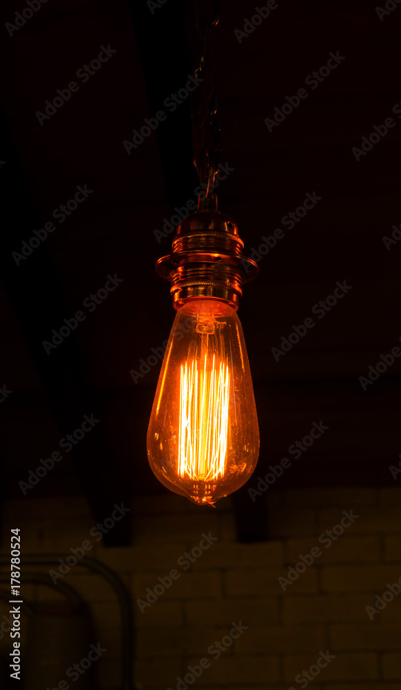 Vintage light bulb for decorate interior design.
