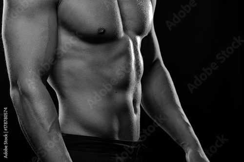 Muscular fitness model posing shirtless