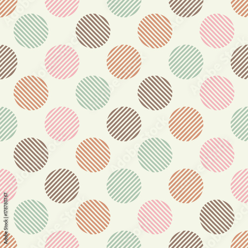 Polka dot seamless pattern. Striped circles. Textile rapport.