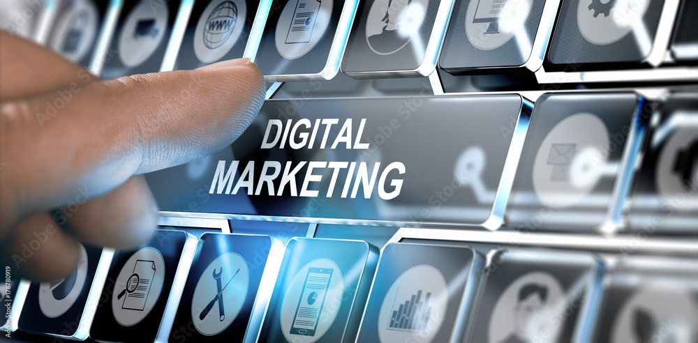 Online Digital Marketing Campaign Concept - obrazy, fototapety, plakaty 