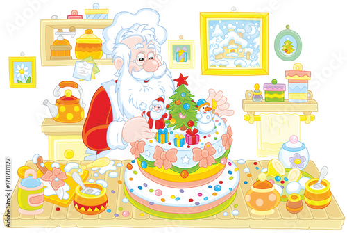 Santa Claus cooking a fancy...