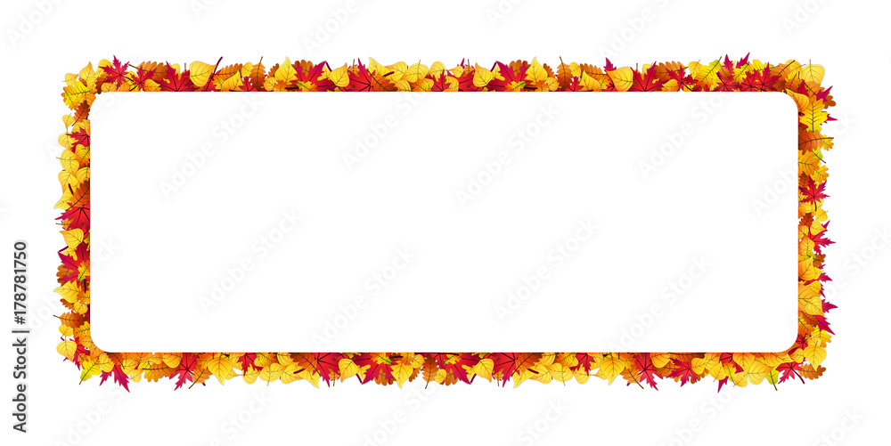 Rectangular frame made of autumn leaves. Vector template. Rectangular frame made of autumn leaves. Vector template.