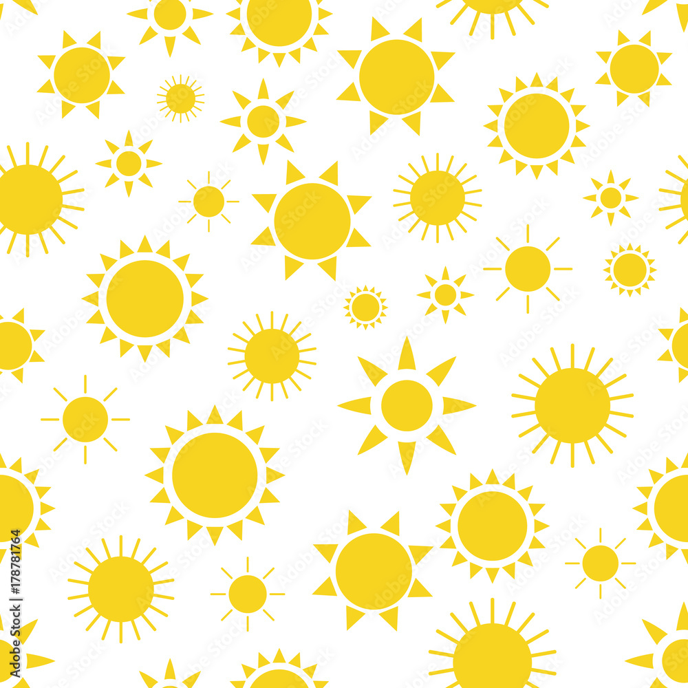 Seamless pattern with hand drawn doodle suns.