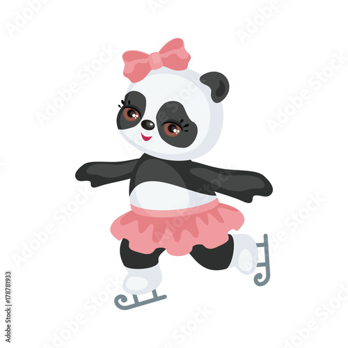 Fototapeta Naklejka Na Ścianę i Meble -  The image of a cute Panda in a cartoon style. Children vector illustration on white background.