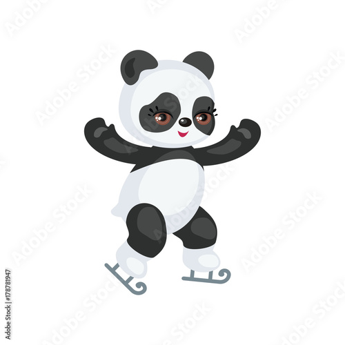 Fototapeta Naklejka Na Ścianę i Meble -  The image of a cute Panda in a cartoon style. Children vector illustration on white background.