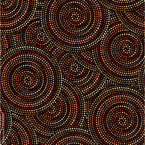 Irregular polka dots seamless pattern in african style on black background Fototapet