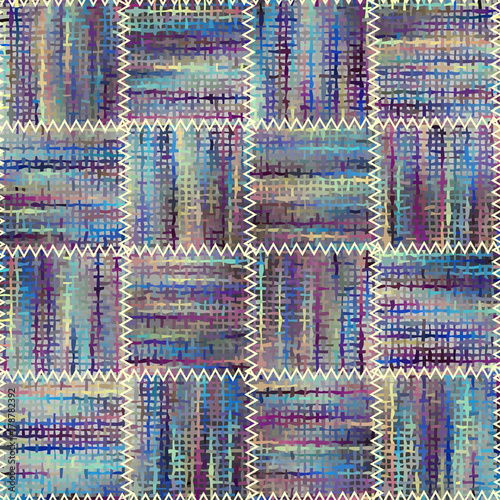 Seamless background pattern. Imitation of a patchwork pattern of rough canvas patches.