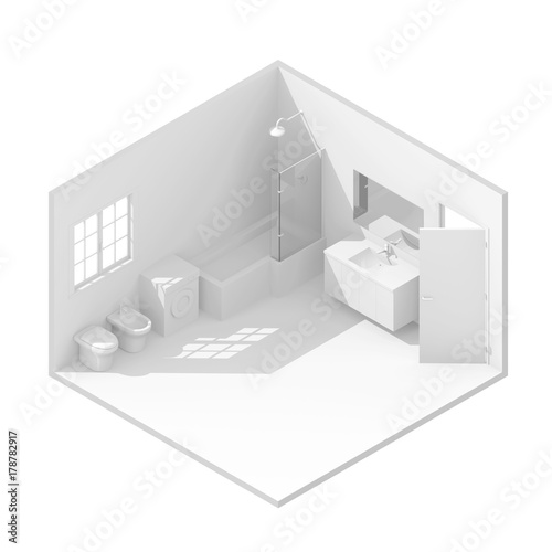 3d isometric rendering of bathroom © ma3d.it