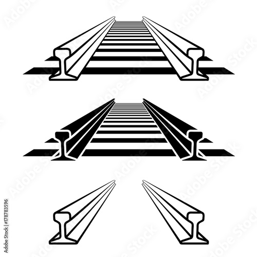 steel train rail track profile symbol vector