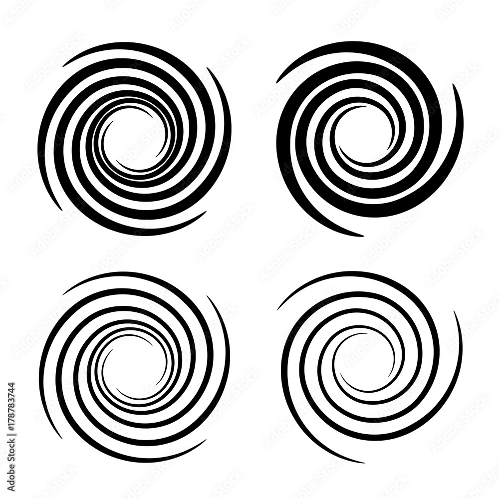 vortex circular swirl lines black symbol vector