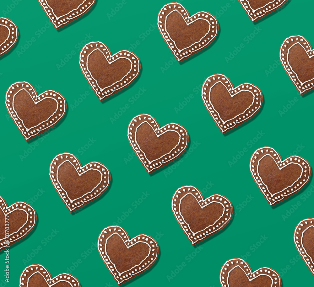 Colorful Christmas pattern of gingerbread cookies Colorful Christmas pattern of gingerbread cookies