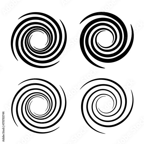 vortex circular swirl lines black symbol vector
