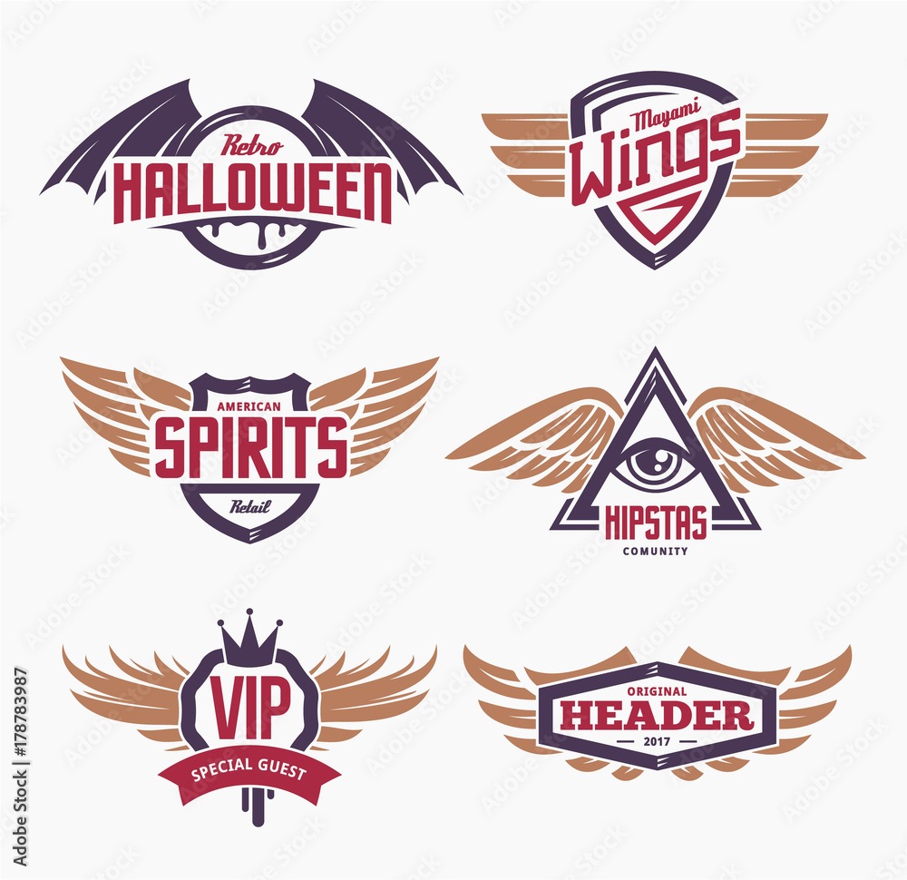 Emblems with Wings Set