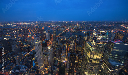 Big Apple after sunset - new york manhattan at night. NYC, USA