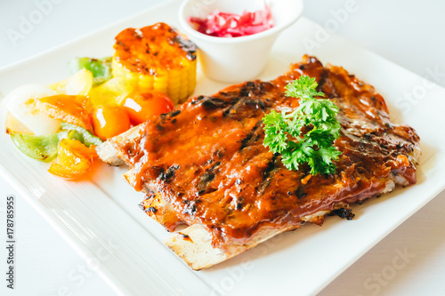 Grilled pork ribs with bbq sauce