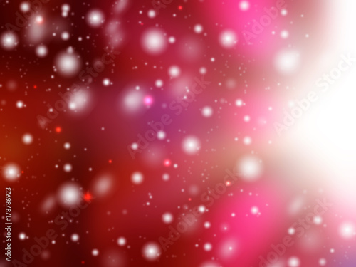 christmas lights background with snow and snowflakes