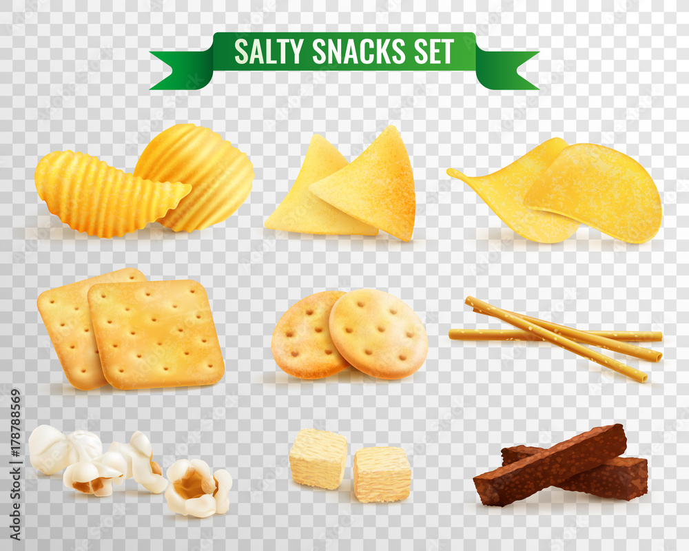 Crispy Snacks Transparent Set Stock Vector | Adobe Stock
