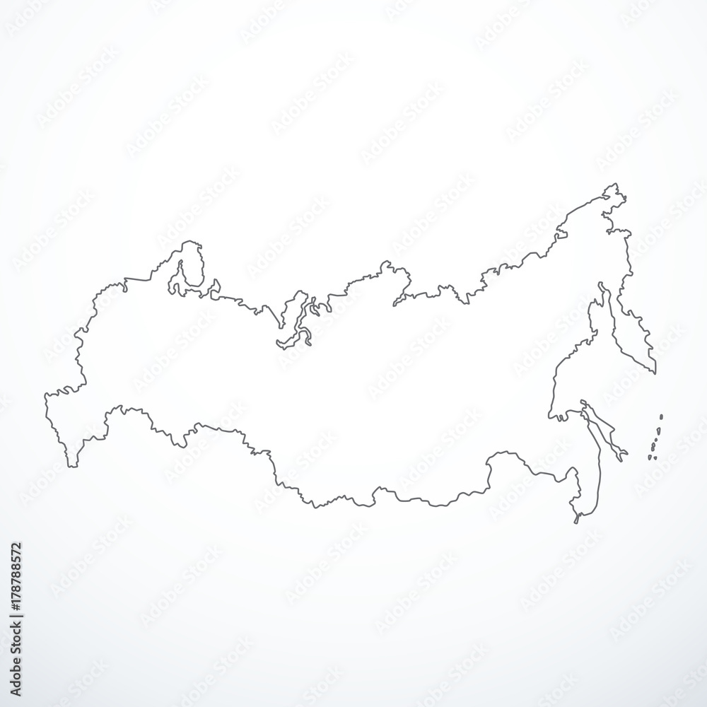 Vector contour Russian Federation map Vector contour Russian Federation map