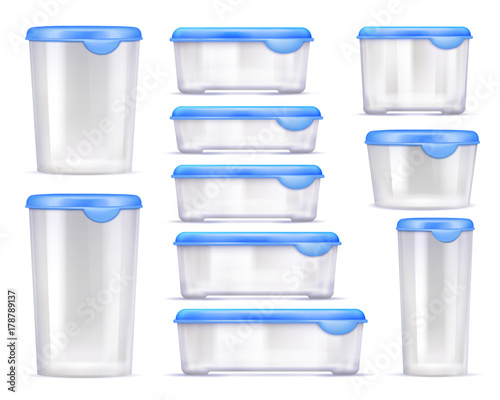 Food Containers Realistic Icon Set