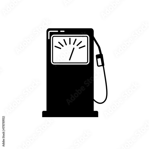 Petrol filling station silhouette icon in flat style