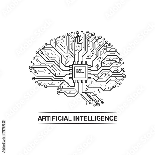 Brain artificial intelligence logo
