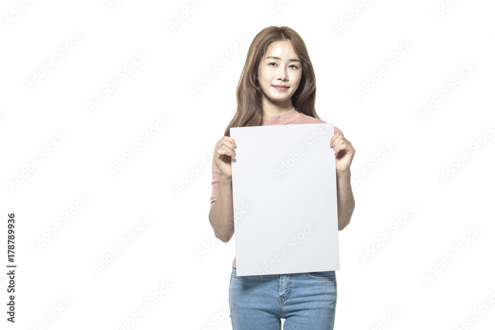 sexy asian woman hand hold a empty(blank) board isolated white. sexy asian woman hand hold a empty(blank) board isolated white.