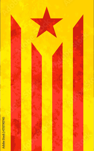 Estelada roja, bright catalonia flag with grunge texture photo