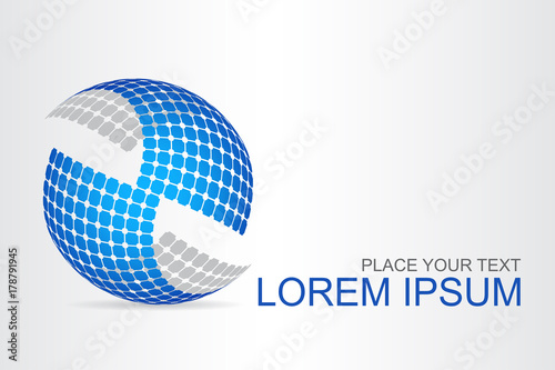 Logo stylized spherical surface with abstract shapes