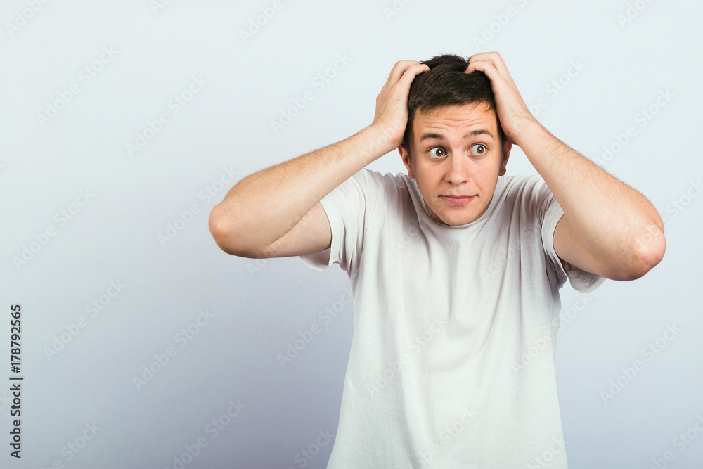 Portrait of man shocked Portrait of man shocked