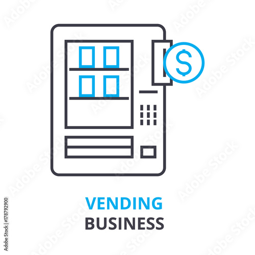 vending business concept, outline icon, linear sign, thin line pictogram, logo, flat vector, illustration
