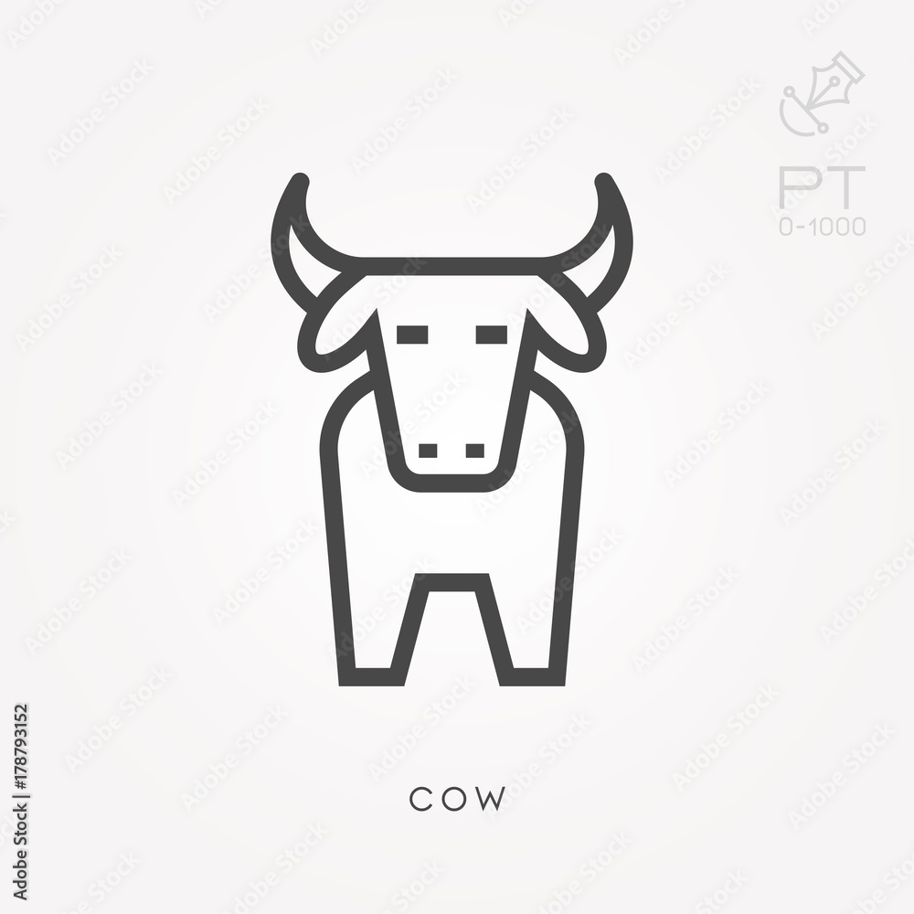 Line icon cow