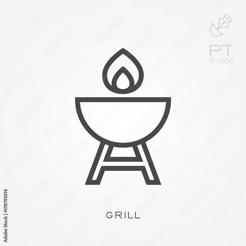 Line icon grill Line icon grill