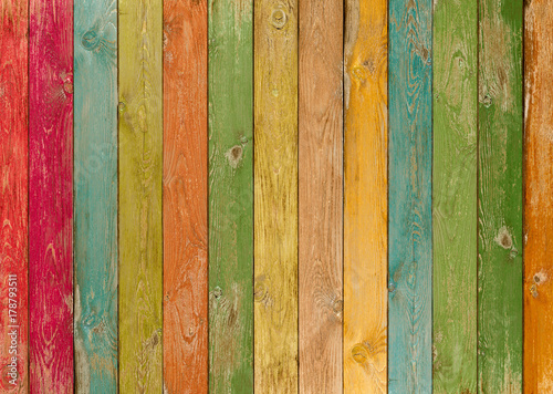 Vivid colorful wood planks texture or background