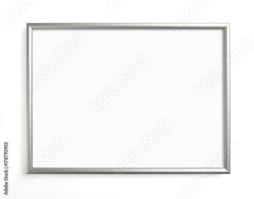 Silver frame for painting or picture on white background.