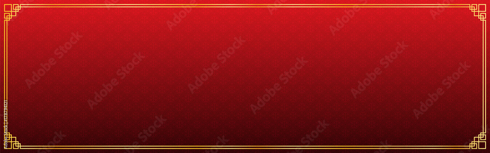 chinese new year banner, abstract oriental background, red circle with square pattern inspiration, vector illustration 